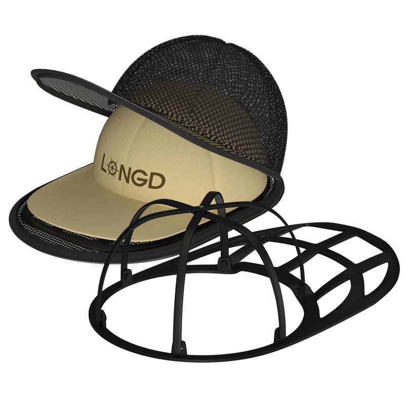 LONGD Hat Washer Cage for Baseball Caps  Sturdy Cleaning Protector with Frame Cage and Laundry Bag  Washing Machine Safe Hat Cleaner and Organizer  Suitable for Adult and Kids' Caps - 1-Pack Black - Image 4